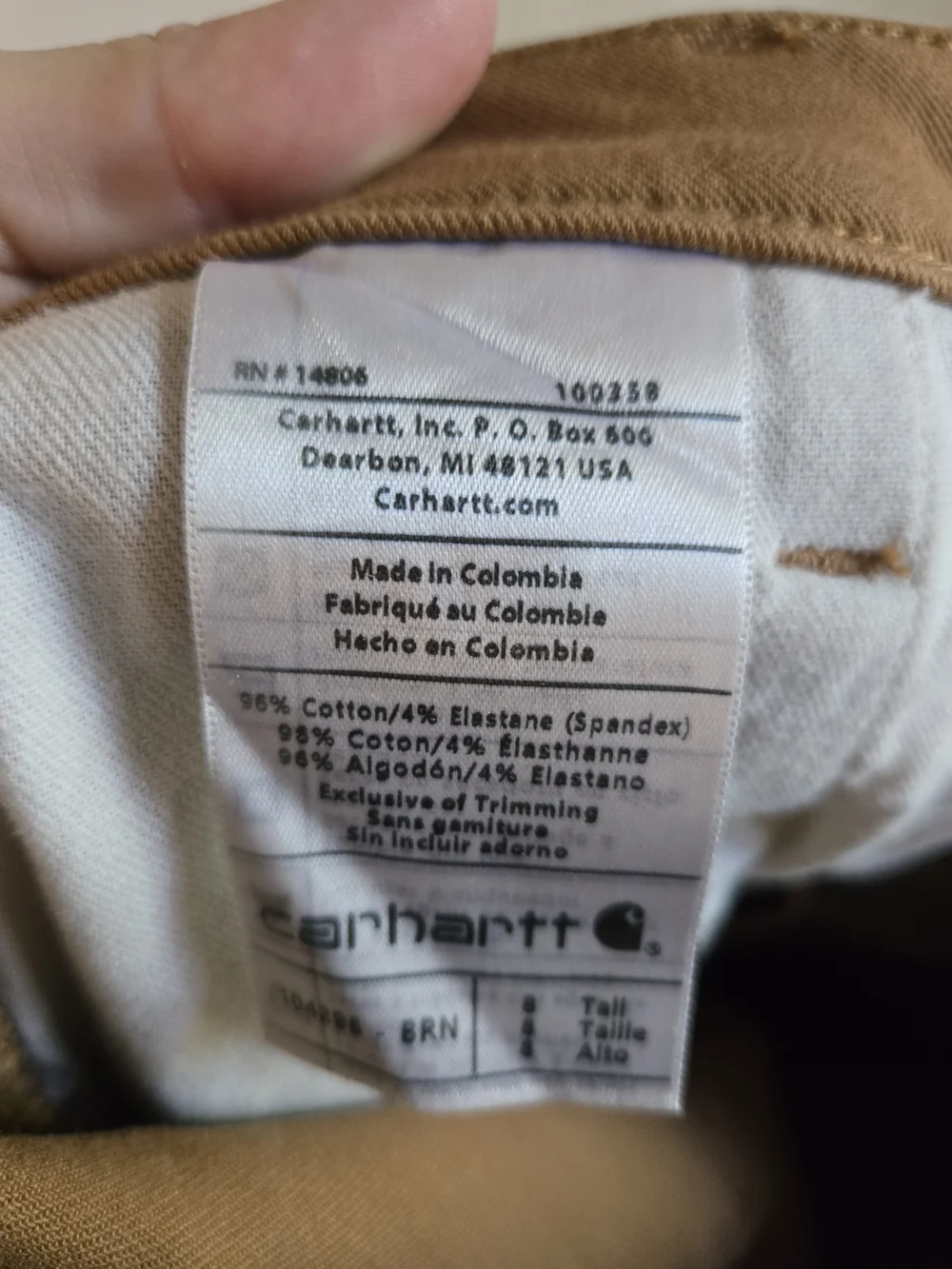 Carhartt Straight Leg Tall Length Classic Brown Work Pants